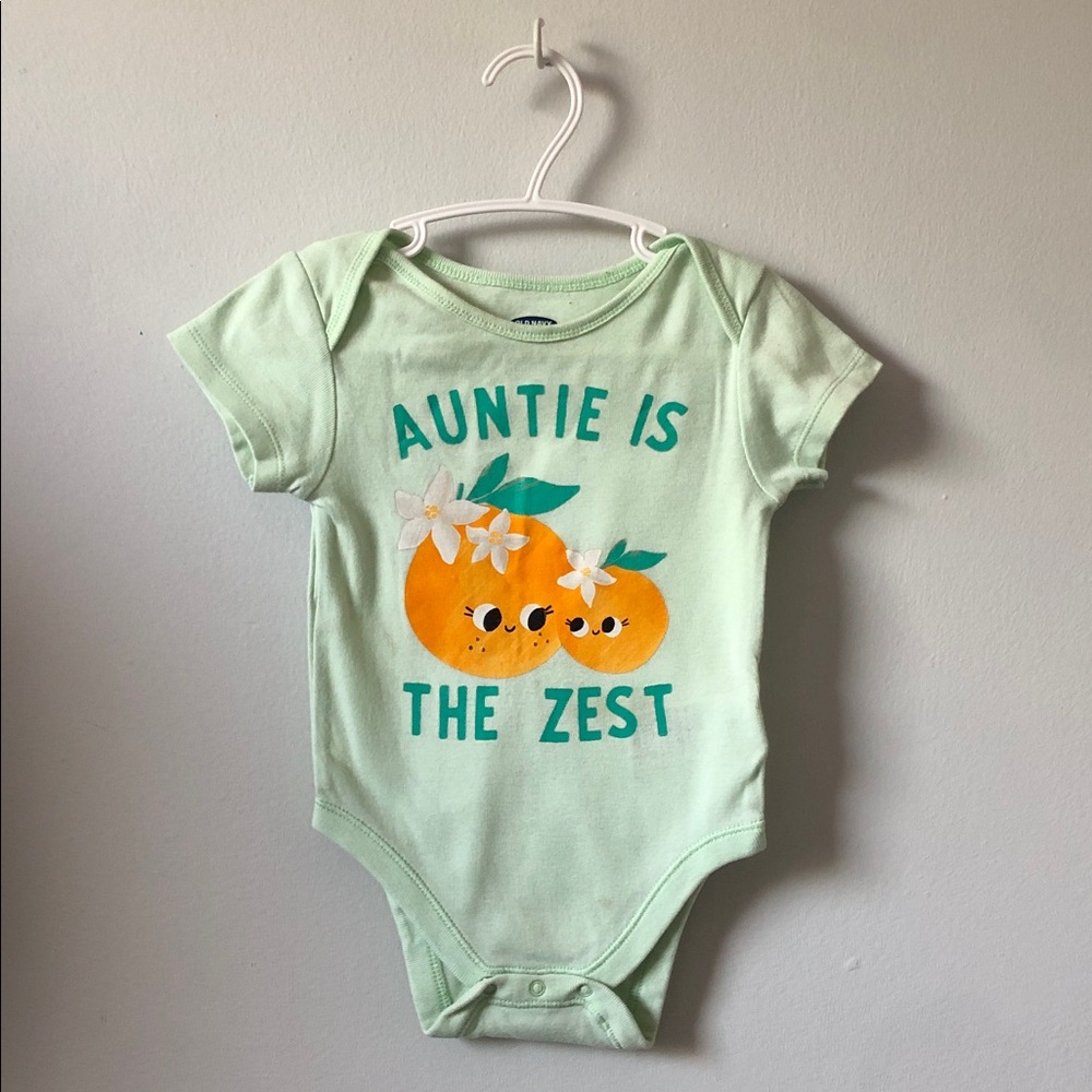 Old Navy Mint Green 'Auntie Is The Zest' Citrus Graphic One-Piece